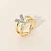 Fashnzfab Secret Box_14k Gold Dipped Rhinestone Paved V Bow Accent Adjustable Ring - Gold In Gold