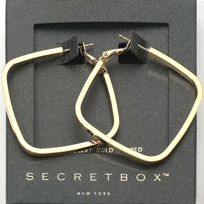 Fashnzfab Secret Box_14k Gold Dipped Square Hoop Earrings - Gold