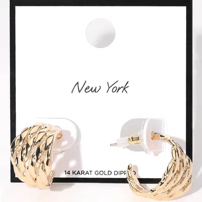 Fashnzfab Secret Box_14k Gold Dipped Textured Chunky Hoop Earrings - Gold