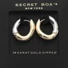 Fashnzfab Secret Box_14k Gold Dipped Two Tone Mini Oval Huggie Hoop Earrings In Gold