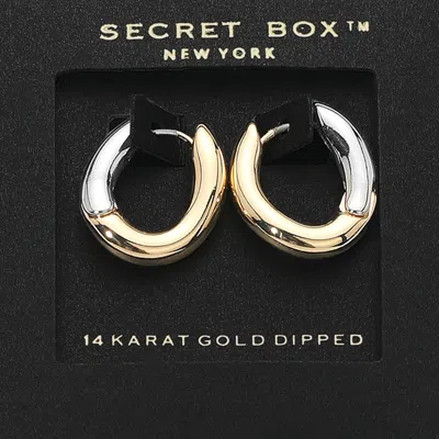 Fashnzfab Secret Box_14k Gold Dipped Two Tone Mini Oval Huggie Hoop Earrings