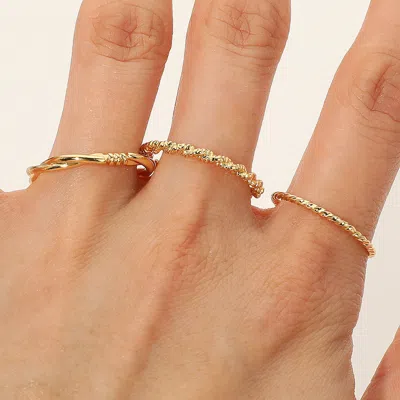 Fashnzfab Secret Box_3pcs Genuine Gold Dipped Textured Stackable Fashion Ring Set