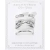 Fashnzfab Secret Box_3pcs Genuine Silver Dipped Baguette Open Leaf Detail Simple Band Stackable Fashion Ring S In Brown