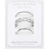 Fashnzfab Secret Box_3pcs Genuine Silver Dipped Heart Band Stackable Fashion Ring Set - Silver In Silver