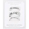 Fashnzfab Secret Box_3pcs Genuine Silver Dipped Sculptural Stackable Fashion Ring Set - Silver In Silver