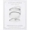 Fashnzfab Secret Box_3pcs Genuine Silver Dipped Stone Accent Dainty Stackable Fashion Ring Set - Silver In Silver