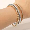 Fashnzfab Secret Box_3pcs Metallic Metal Bubble Beaded Stretch Multi Layered Bracelets In Multi