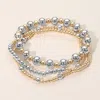 Fashnzfab Secret Box_3pcs Mixed Metal Bubble Beaded Stretch Multi Layered Bracelets In Multi