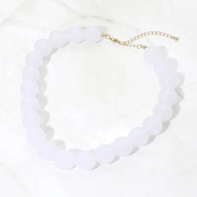 Fashnzfab Secret Box_bold Chunky Round Beaded Statement Necklace In White