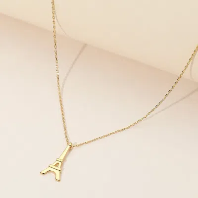 Fashnzfab Secret Box_brass Metal Eiffel Tower Pendant Necklace In Gold