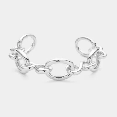 Fashnzfab Secret Box_brass Metal Link Cuff Bracelet Rhodium In Multi