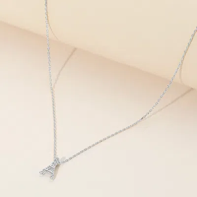 Fashnzfab Secret Box_brass Metal Stone Paved Eiffel Tower Pendant Necklace In Gray