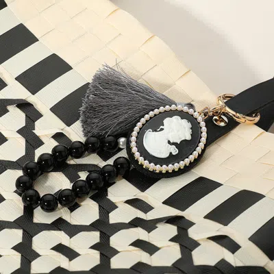 Fashnzfab Secret Box_cameo Tassel Shamballa Ball Beaded Bag Charm / Keychain In Gold