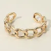 Fashnzfab Secret Box_chunky Metal Link Chain Open Cuff Bracelet Gold In Gold