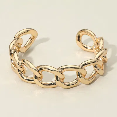 Fashnzfab Secret Box_chunky Metal Link Chain Open Cuff Bracelet Gold