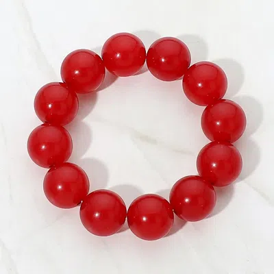 Fashnzfab Secret Box_chunky Round Beaded Stretch Bracelet In Red