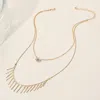 Fashnzfab Secret Box_evil Eye Pointed Metal Bar Cluster Double Layered Necklace In Gold