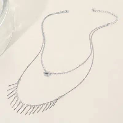 Fashnzfab Secret Box_evil Eye Pointed Metal Bar Cluster Double Layered Necklace In Multi