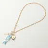 Fashnzfab Secret Box_genuine Gold Dipped Ceramic Fish Metal Cross Heart Charm Pendant Necklace In Gold
