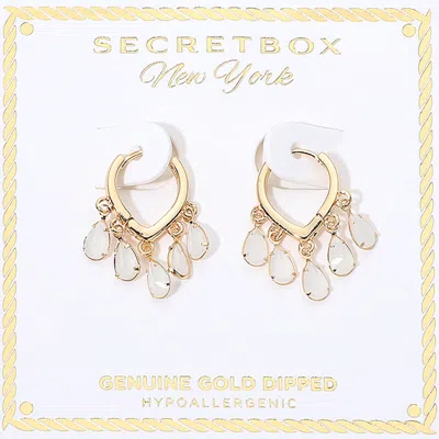 Fashnzfab Secret Box_genuine Gold Dipped Crystal Teardrop Charm Huggie Hoop Earrings
