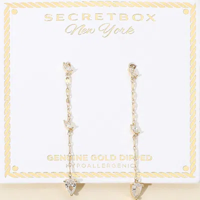 Fashnzfab Secret Box_genuine Gold Dipped Delicate Crystal Accent Linear Drop Earrings In Multi