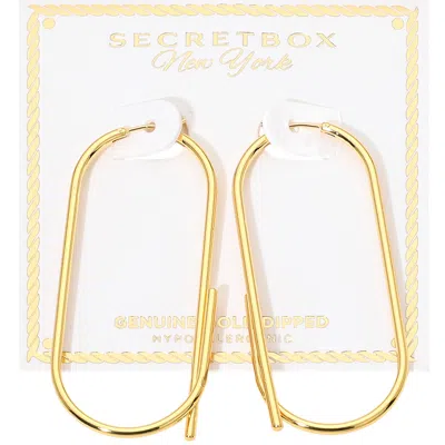 Fashnzfab Secret Box_genuine Gold Dipped Elongated Oval Pin Catch Hoop Earrings