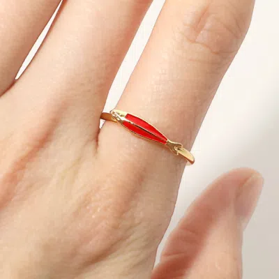Fashnzfab Secret Box_genuine Gold Dipped Fish Motif Accent Adjustable Ring In Silver