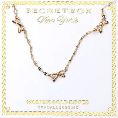 Fashnzfab Secret Box_genuine Gold Dipped Hypoallergenic Bow Charm Link Station Necklace