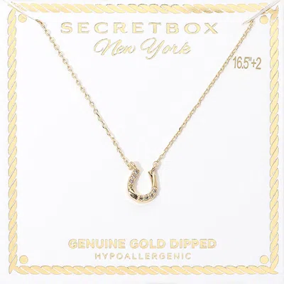 Fashnzfab Secret Box_genuine Gold Dipped Hypoallergenic Stone Pave Horseshoe Pendant Necklace