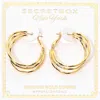 Fashnzfab Secret Box_genuine Gold Dipped Layered Hoop Earrings In Gold