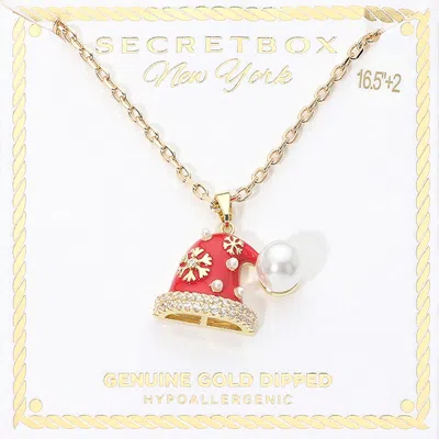 Fashnzfab Secret Box_genuine Gold Dipped Pearl Santa Hat Pendant Necklace