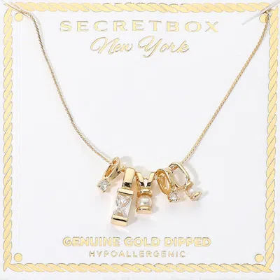 Fashnzfab Secret Box_genuine Gold Dipped Pearl Square Emerald Cut Stone Charm Necklace In Silver