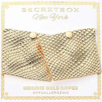 Fashnzfab Secret Box_genuine Gold Dipped Textured Metal Sculpted Panel Earrings