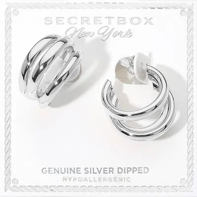 Fashnzfab Secret Box_genuine Silver Dipped Hypoallergenic Chunky Split Hoop Earrings