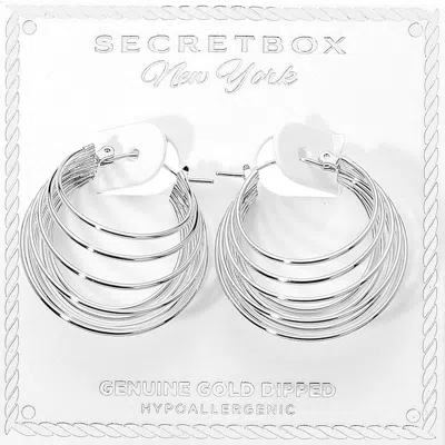 Fashnzfab Secret Box_genuine Silver Dipped Hypoallergenic Multi Wire Layered Pin Catch Hoop Earrings