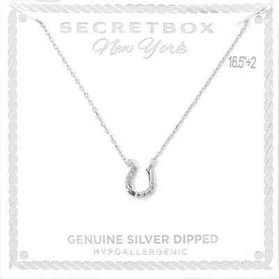 Fashnzfab Secret Box_genuine Silver Dipped Hypoallergenic Stone Pave Horseshoe Pendant Necklace