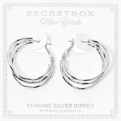 Fashnzfab Secret Box_genuine Silver Dipped Layered Hoop Earrings