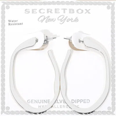 Fashnzfab Secret Box_genuine Silver Dipped Organic Shape Flat Open Hoop Earrings Silver In Gray
