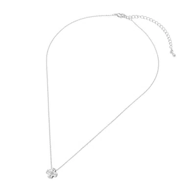 Fashnzfab Secret Box_genuine Silver Dipped Rhinestone Pave Mini Cross Pendant Necklace