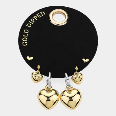 Fashnzfab Secret Box_gold Dipped Heart 3pairs Earrings