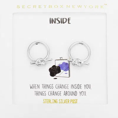 Fashnzfab Secret Box_metal Knot Open Circle Stud Earrings - Worn Silver In Metallic