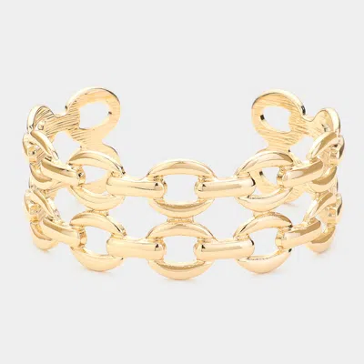 Fashnzfab Secret Box_metal Link Cuff Bracelet In Gold