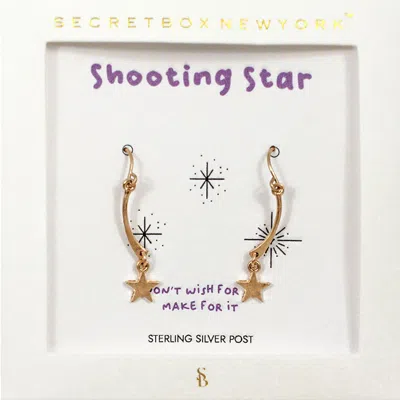Fashnzfab Secret Box_metal Shooting Star Dangle Earrings - Worn Gold
