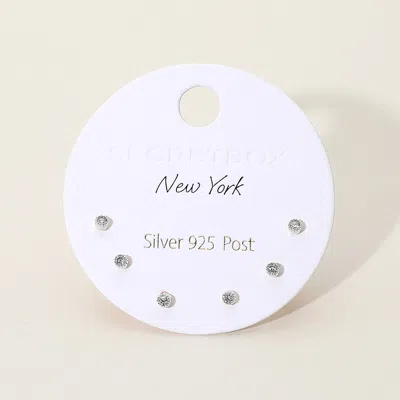 Fashnzfab Secret Box_mini Stone Stud Earring Set - Silver