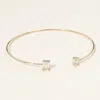 Fashnzfab Secret Box_minimal Rectangular Oval Stone Cluster Tip Cuff Bracelet In Gold