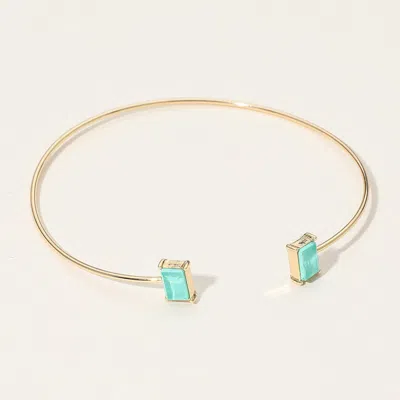 Fashnzfab Secret Box_minimal Rectangular Stone Cluster Tip Cuff Bracelet In Gold