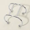 Fashnzfab Secret Box_modern Wide Metal Open Cuff Bracelet Rhodium In Multi