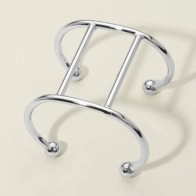 Fashnzfab Secret Box_modern Wide Metal Open Cuff Bracelet Rhodium In Multi