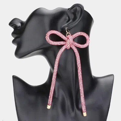 Fashnzfab Secret Box_oversized Chunky Bling Bow Dangle Earrings In Pink
