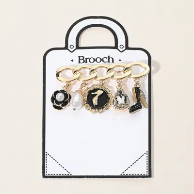 Fashnzfab Secret Box_pearl Flower High Heel Teardrop Cluster Charm Pin Brooch In Silver